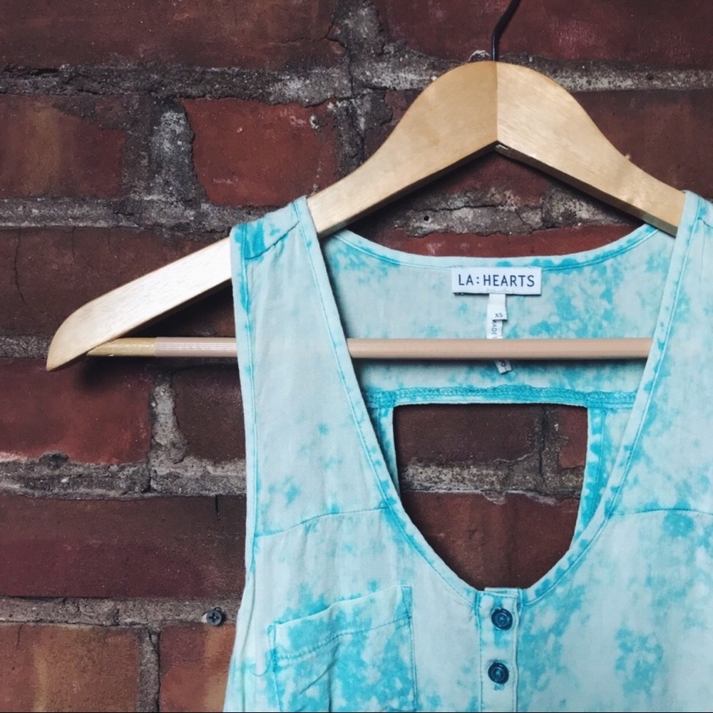 PacSun Vintage Wash Overdyed Crop Top in Aqua Blue | Size XS